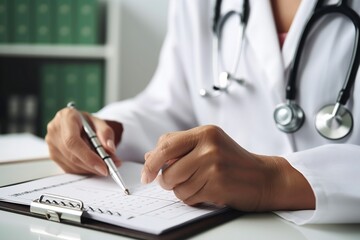 AI Generative. Hand holding a medical reminder, promoting regular check-ups and health maintenance. A minimalist concept on healthcare.