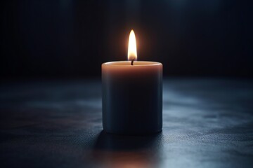 Fototapeta na wymiar AI Generative. Single glowing candle symbolizes hope in adversity. A minimalist take on photography. 