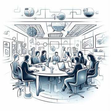 Corporate Office Setting Illustration Vector Art