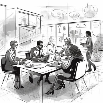 Corporate Office Setting Illustration Vector Art
