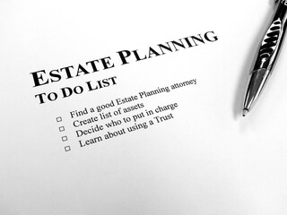 Estate Planning To Do List on Desk with Pen
