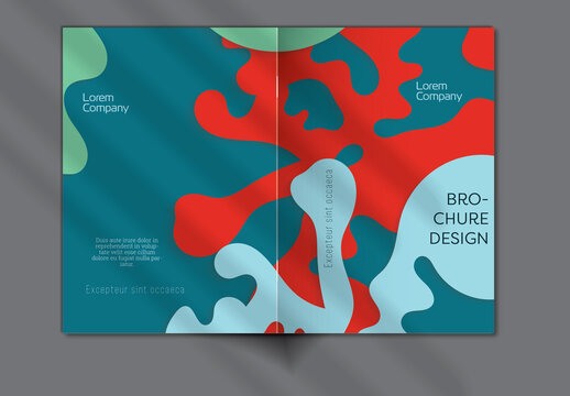 Brochure Cover Layout with Paper Craft Wavy Overlapping Shapes