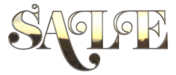 Isolated Word SALE, Larger than Life 3D Alphabet Illustration on White Background.