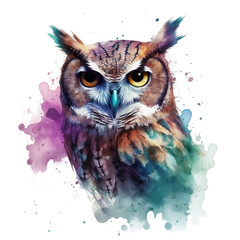 Owl in watercolor - PNG
