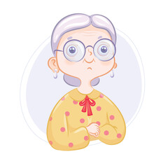 Grandma in a blouse with glasses
