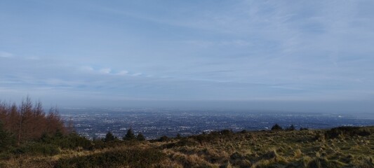 view of european city from the mountains
