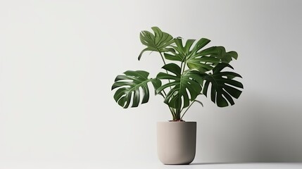 Homalomena plant planted in a pot, isolated on white, Generative AI