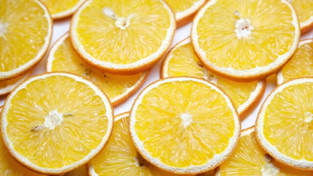Time palse of orange dries up. Orange spoilage process. Organic food. 4K, UHD