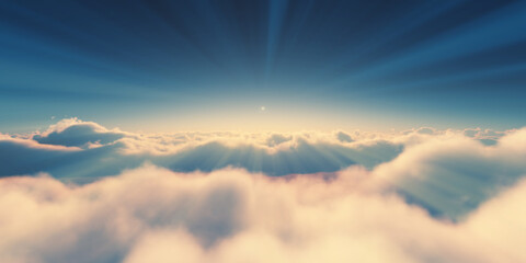 Obraz premium above clouds sunrise sun ray illustration