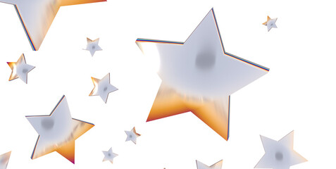 Obraz premium Silver stars border 3d - png transparent