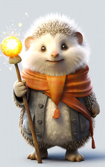 hedgehog with a stick. Generative ai