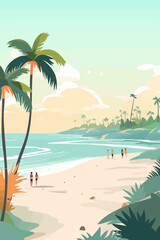 Obraz na płótnie Canvas Background template for beach themed poster design. Flat vector illustration.