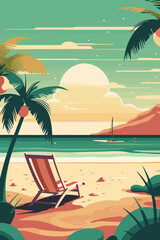Obraz premium Background template for beach themed poster design. Flat vector illustration.