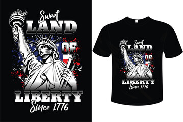 Sweet Land of Liberty since 1776 t-shirt design template. Ready to use on POD sites, such as; Amazon, Tee public, Etsy, Redbubble etc. 