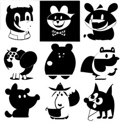 Fototapeta premium cartoon characters vector design black and white