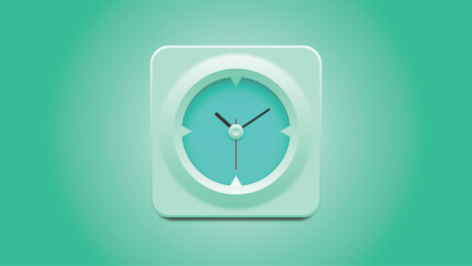 3d rendering alarming table clock vector icon illustration. Realistic style on green background vintage clock. Business concept. 3d blue & green alarm clock design template. Use for banner, poster etc