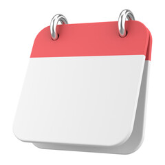 Empty calendar. 3D calendar. 3D illustration.