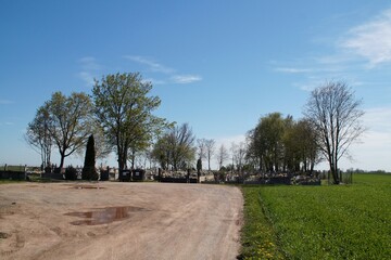 The Mariavite village cemetery in Peplowo located between the fields.