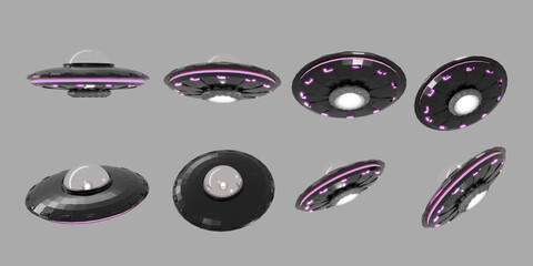 UFO model. UFO. UFO isolated. UFO character. © ATK