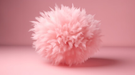 3d rendering illustration of funny pink hairy sphere furry ball. Generative ai