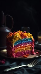a tasty rainbow Cake ai, ai generative, illustration