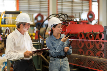 A new generation of engineers in a metal sheet factory. Studying work methods from supervisors or colleagues and studying by yourself be taught professionally