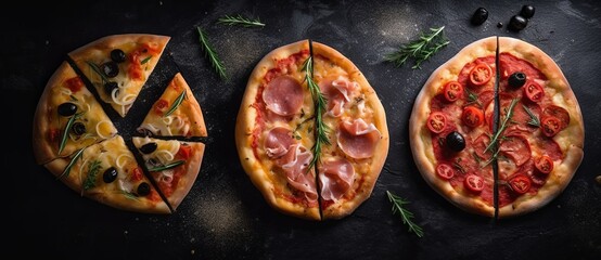 Tasty vegetarian pizza with cherry tomatoes, mozzarella cheese and fresh oregano. Close up.