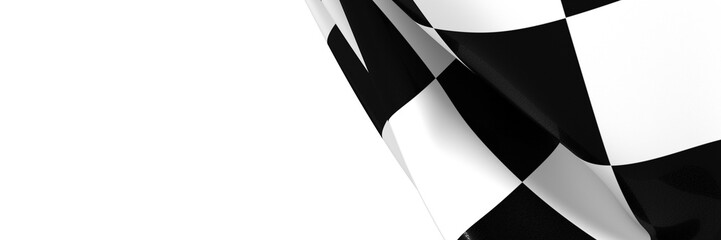  Image of motor racing black and white checkered finish flag waving  - PNG 3D transparent