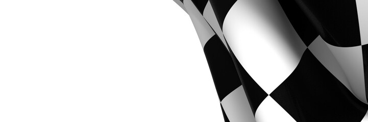  Image of motor racing black and white checkered finish flag waving  - PNG 3D transparent