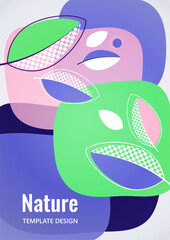 Abstract background with leaves and geometric shapes. Eco banner in flat style. Modern design for paper, cover, fabric, interior decor and other users. Vector