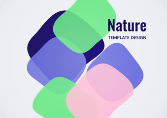 Geometric composition with a transparent overlay of colored rounded, square shapes. Vector.