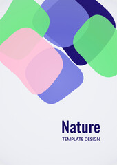 Geometric composition with a transparent overlay of colored rounded, square shapes. Vector.