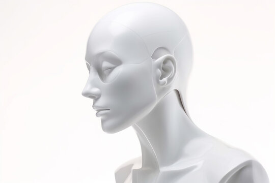 Abstract woman white mannequin portrait. Generative AI