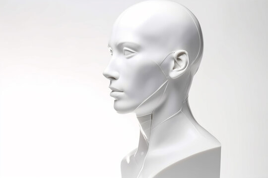Abstract woman white mannequin portrait. Generative AI