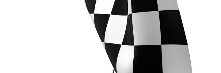 Wavy racing checkered flag with diagonal folds. Realistic 3d render - PNG 3D transparent