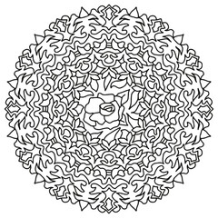 beautiful hand drawn mandala to be colored antistress relax