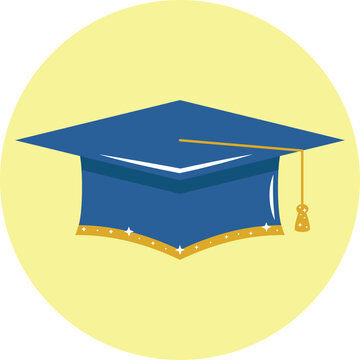 Cute blue and yellow colored graduation cap