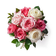 A romantic bouquet of red and pink roses