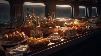 Embark on a gastronomic journey as you indulge in the exquisite delicacies displayed on this meticulously arranged table