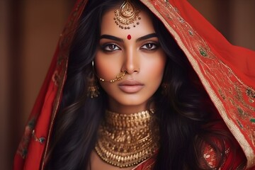 The captivating indian female model effortlessly blends tradition and modernity with her enchanting style. generative AI