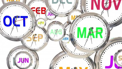 Month Clocks Time Passing Quickly Schedule Plan Countdown 3d Animation