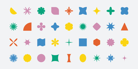 Geometric brutalist figures silhouettes. Modern elements abstract shape swiss style, simple bold minimalist basic forms. Vector set