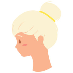 Side view of a cute female girl character avatar Vector