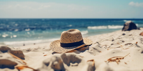 A hat on the beach, traveling