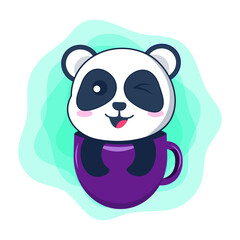 Naklejka premium Cute panda cartoon illustration