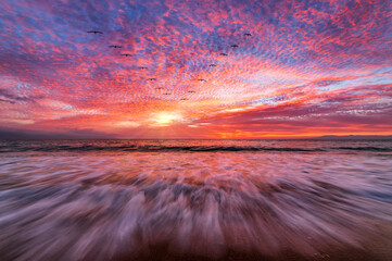 Sunset Ocean Surreal Beach Inspirational Landscape High Resolution - obrazy, fototapety, plakaty