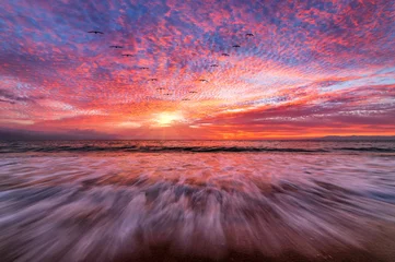 Deurstickers Strand zonsondergang Sunset Ocean Surreal Beach Inspirational Landscape High Resolution