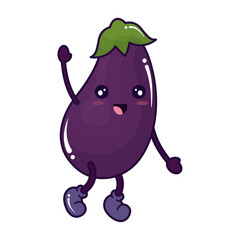 Isolated cute eggplant vegetable character Vector