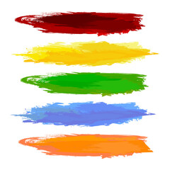 vector Colorful  oil  brush strokes on isolated  white background