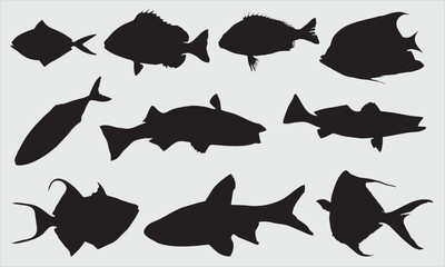 Fish silhouette Handmade 11 vector design illustration